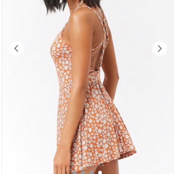 Orange Romper with White Daisies - Picture 3 of 4